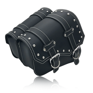 Große E-Chopper Satteltasche –in schwarz Frontalansicht auf weißem Hintergrund