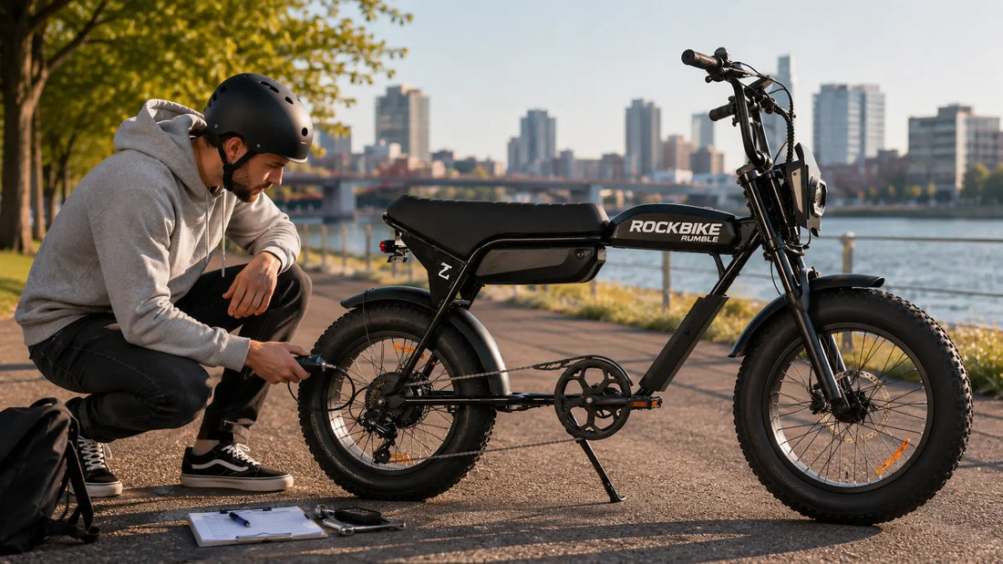 Fahrer prüft das Rockbike Rumble anhand wichtiger E-Fatbike-Kaufkriterien