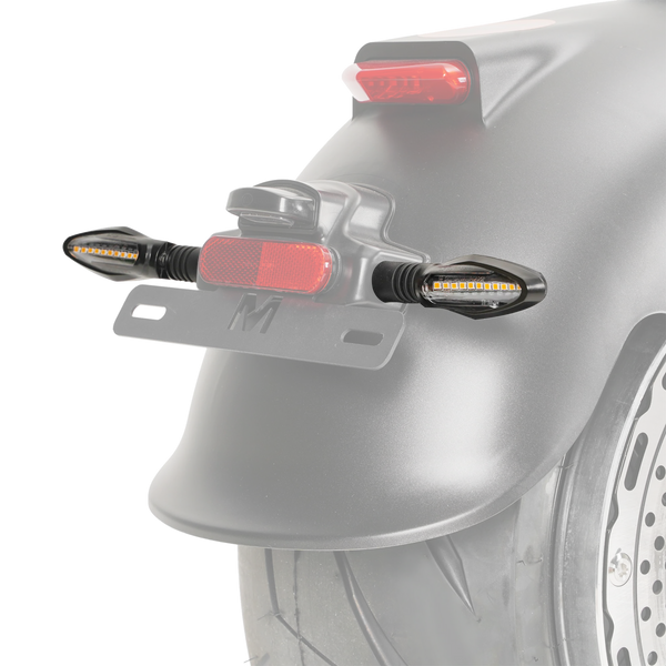 Hinterer Blinker am E-Chopper montiert – Original Rockbike Zubehör