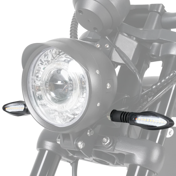 Vorderer Blinker am E-Chopper montiert – passend für Rockbike Modelle