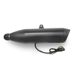 Seitliche Ansicht des Bluetooth Lautsprechers für E-Chopper – Auspuffform