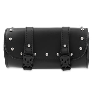 Kleine, runde Satteltasche für E-Chopper – Frontalansicht