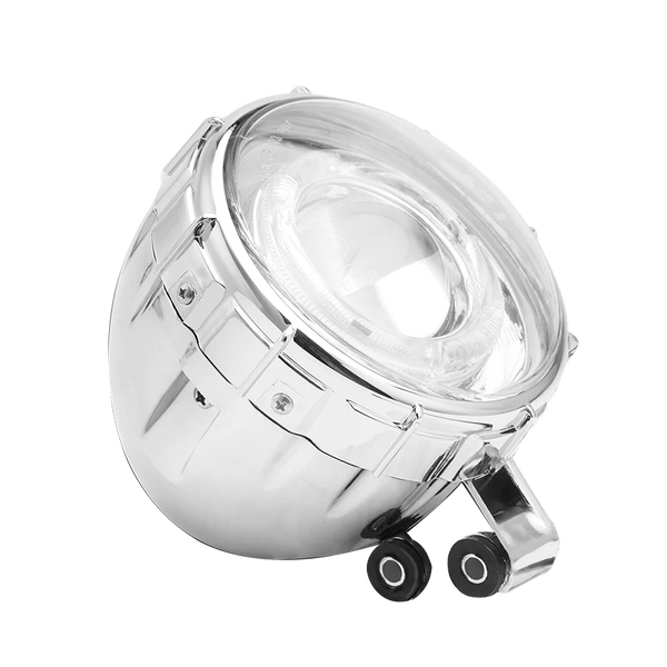 E-Chopper Scheinwerfer in Chrom – runder LED-Scheinwerfer im Retro-Look