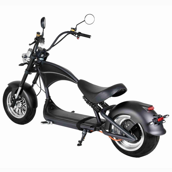 E-Chopper 45 km/h X-One in schwarz Seitenansicht hinten
