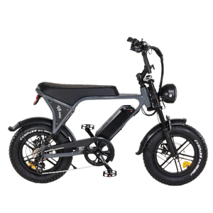 Elektro-Fatbike V8 Mini Grau – E-Bike mit breiten Reifen, Akku & Sattelbank Seitenansicht