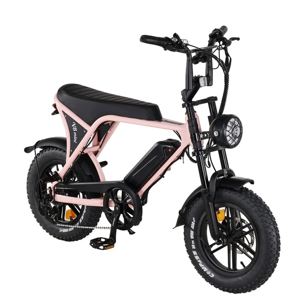 E-Fatbike V8 Mini Rosa – stylisches E-Bike mit Frontscheinwerfer und breiten Reifen