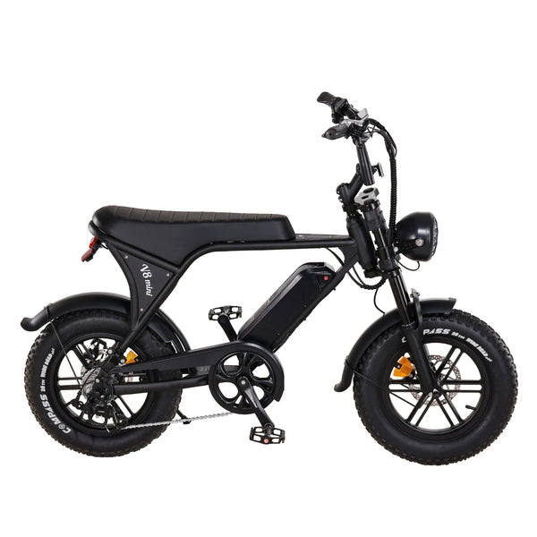 E-Fatbike V8 Mini in Schwarz – sportliches E-Bike mit Akku und breiten Reifen