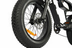 20 Zoll Fatbike-Reifen und vordere Scheibenbremse des Rockbike Rumble E-Fatbikes