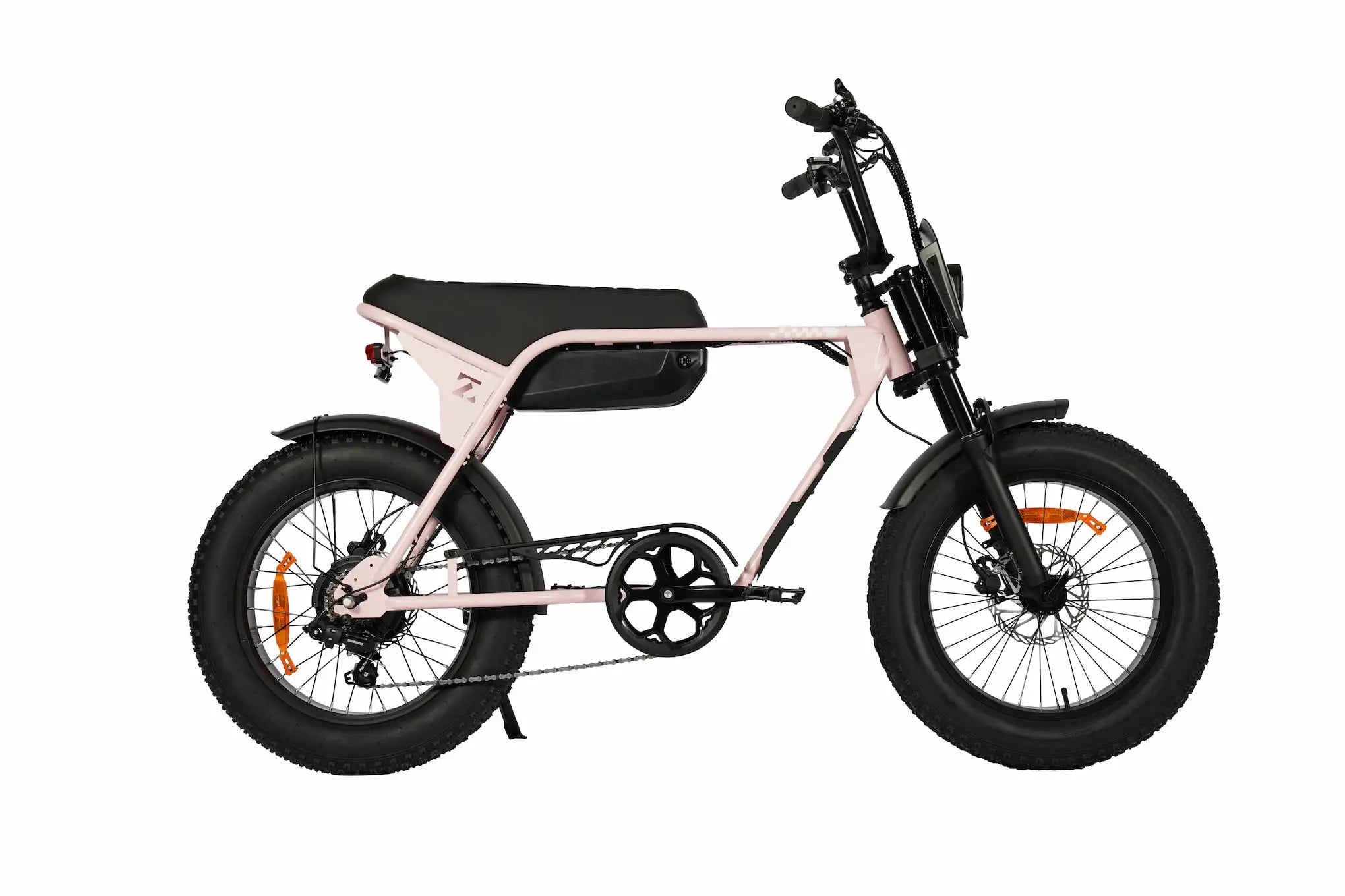 Rockbike Rumble 20 Zoll E-Fatbike in Rosa in vollständiger Seitenansicht
